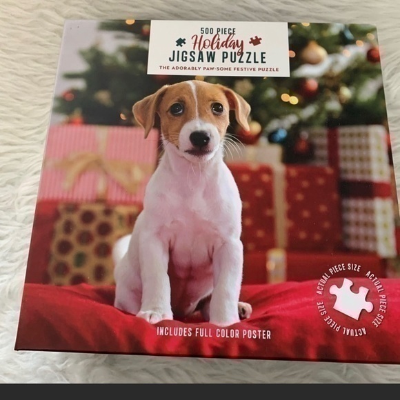 New 500 Piece Jigsaw Puzzle "Adorably Paw-some Festive" Puppy Dog Gift Christmas - Picture 1 of 2